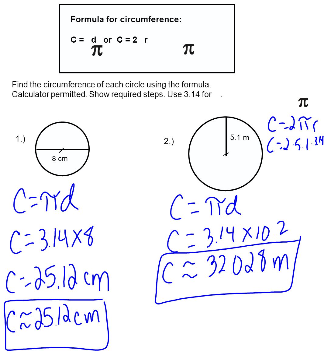 area of a circle formula